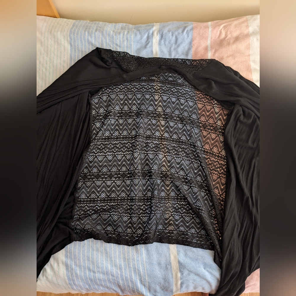 Black Cardigan with Lace Back - Picture 3 of 8